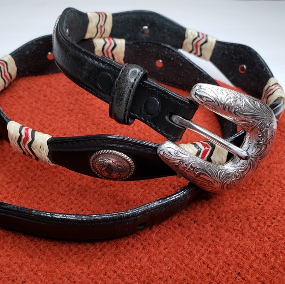 Tony Lama Accessories - Tony Lama Leegin Black Leather Concho Skinny Belt